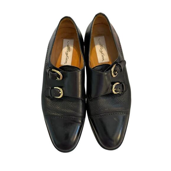 MEZLAN Men\'s Soft Black Leather Buckle Up Portofino Cap Toe Dress Shoes Size 8.5 main image 4